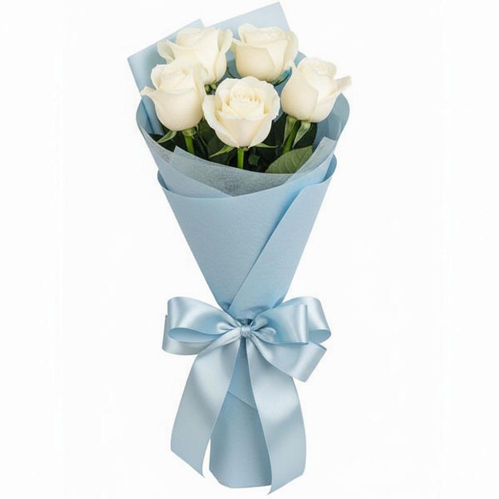 5 Белых роз Проуд в Костроме Букет 5 Белых роз Проуд в Костроме