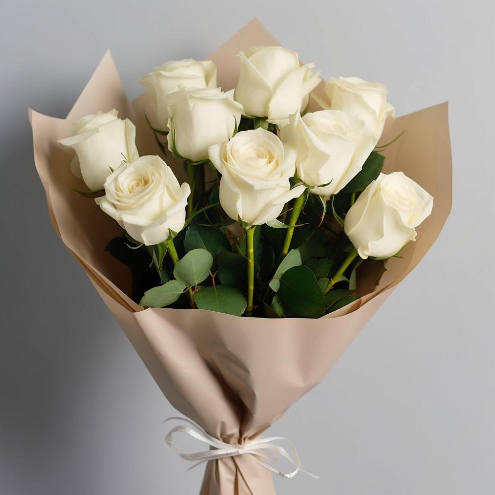 Букет 9 Белых роз Эдлесс Лав в Костроме