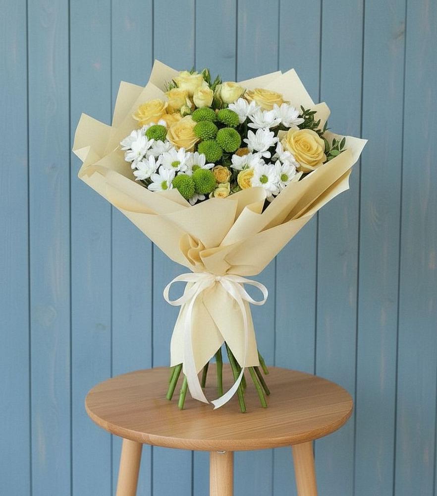 Букет Луч солнца в Костроме Букет цветов из: Хризантемы и Розы в Костроме