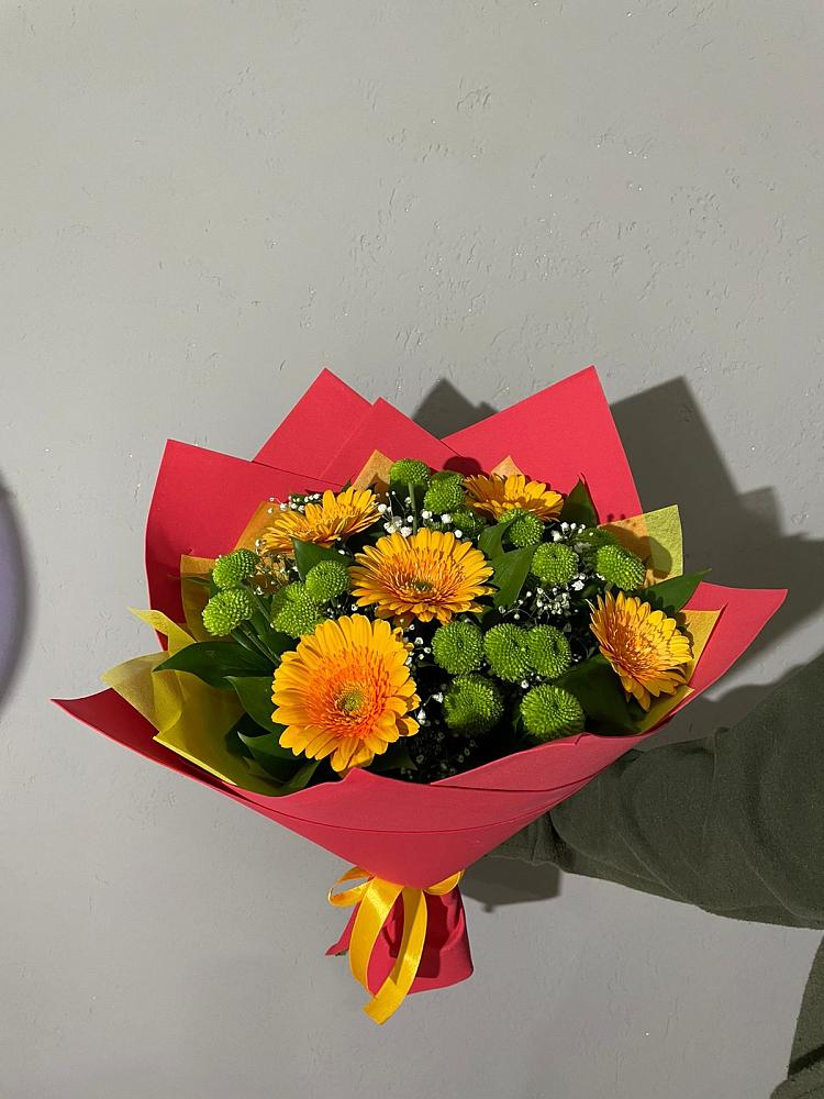 Букет восход солнца в Костроме Букет цветов из: Герберы и Хризантемы в Костроме