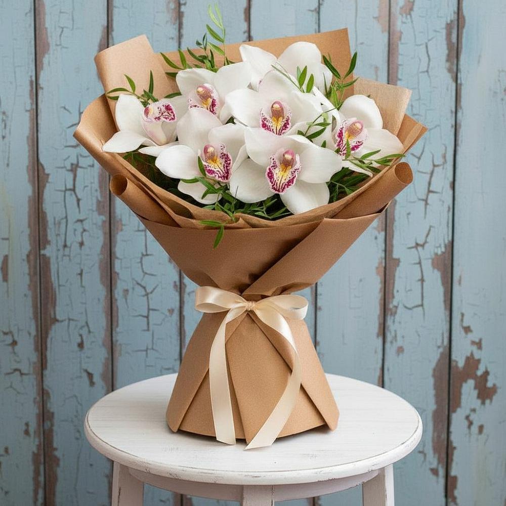 Букет Белые орхидеи в Костроме Букет цветов из: Орхидеи и Розы в Костроме