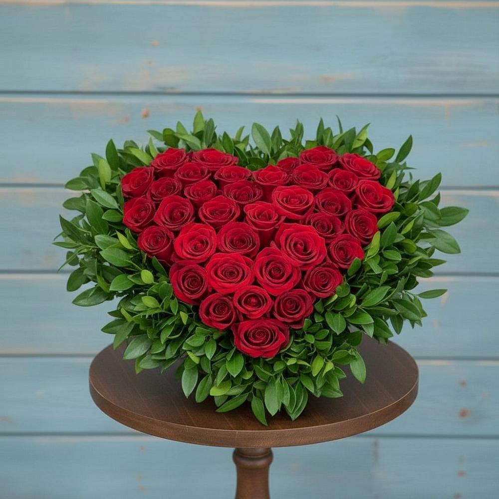 Цветочная композиция из Розы в виде сердца в Костроме