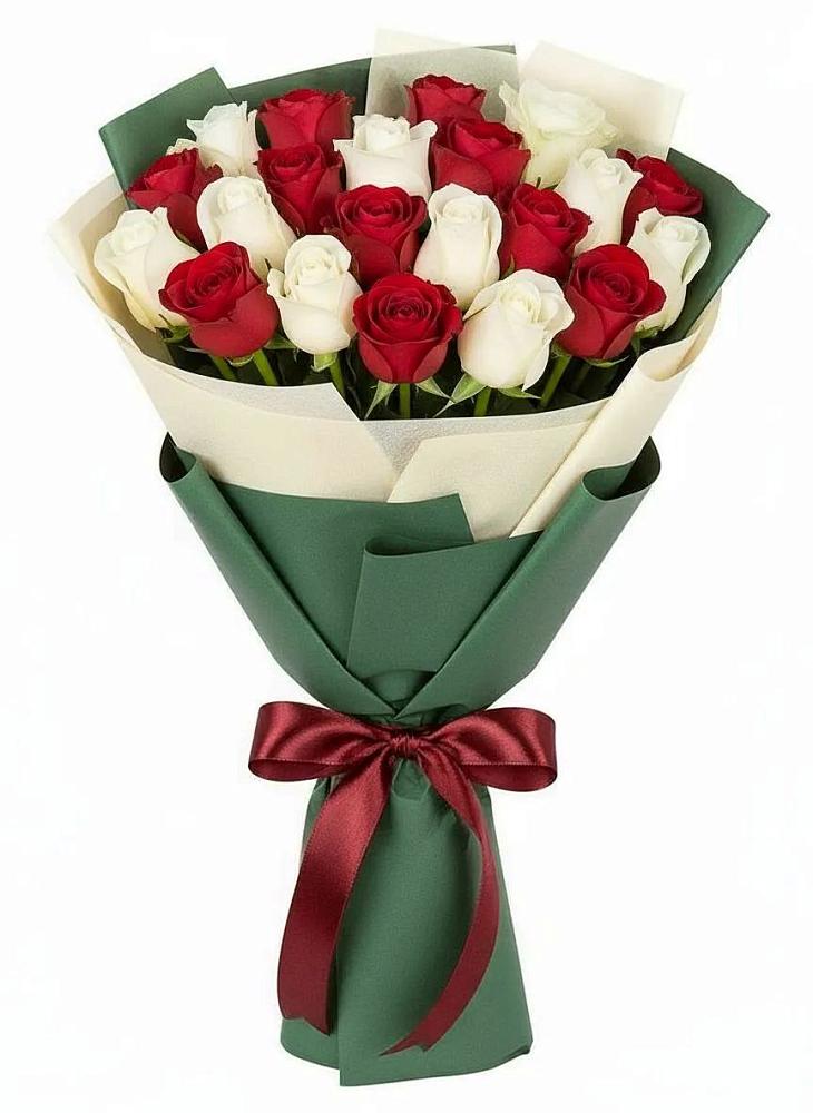 Микс из красных и белых роз в Костроме Букет Микс из красных и белых роз в Костроме