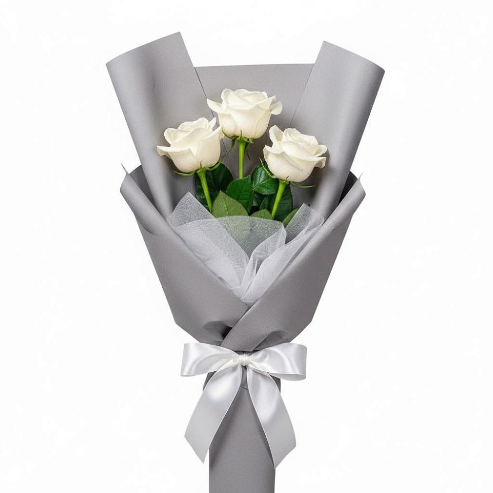Букет 3 белые розы в Костроме Букет 3 белые розы в Костроме