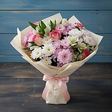 Букет цветов из:  Хризантемы, Альстромерии и Розы #REPLACE_PRED# Костроме