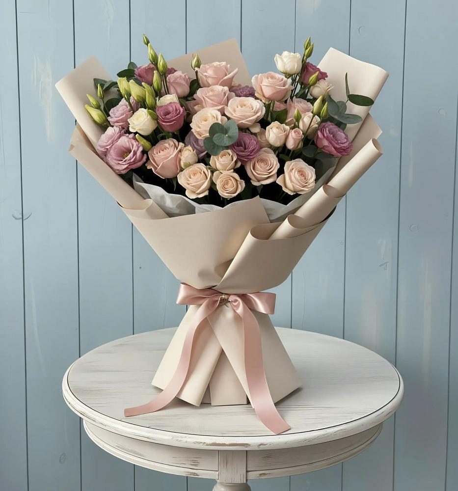 Букет бодрость в Костроме Букет цветов из: Розы и Лизиантусы в Костроме