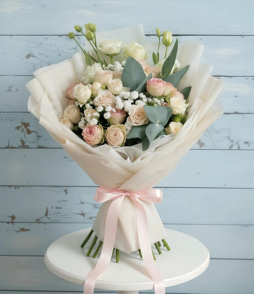 Букет цветов из: Розы и Лизиантусы в Костроме