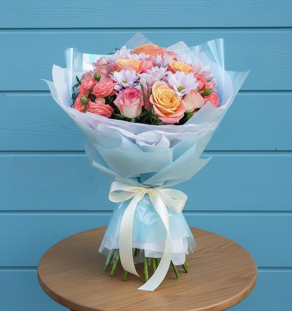 Букет цветов из: Хризантемы и Розы в Костроме