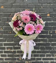 Букет яркие краски в Костроме Букет цветов из:  Герберы и Хризантемы в Костроме